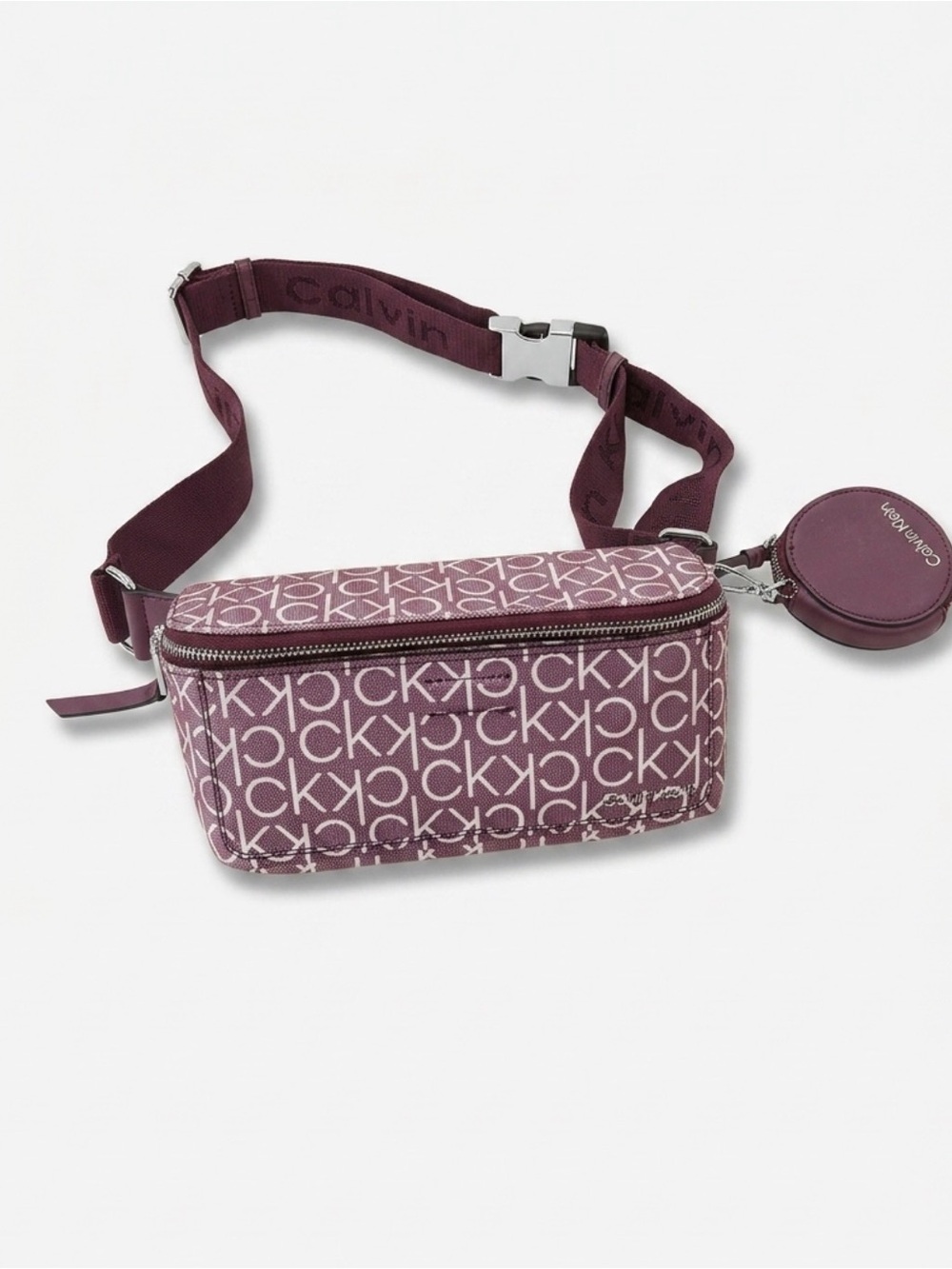 Calvin Klein Millie Novelty Burgundy Logo Crossbody Belt Bag NWT